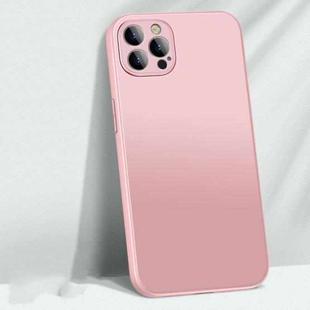 For iPhone 14 Pro AG Matte Glass + Liquid Silicone Skin Feel Case(Girly Pink)
