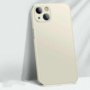 For iPhone 14 AG Matte Glass + Liquid Silicone Skin Feel Case (Antique White)