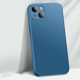For iPhone 14 AG Matte Glass + Liquid Silicone Skin Feel Case (Navy Blue)