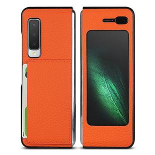 For Galaxy Fold / W2020 Shockproof Full Coverage Litchi Texture Leather Case with Card Slot(Orange)