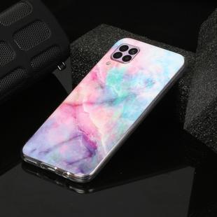 For Huawei P40 lite Marble Pattern Soft TPU Protective Case(Pink Green)