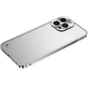 For iPhone 14 Pro Max Metal Frame Frosted PC Shockproof Phone Case (Silver)