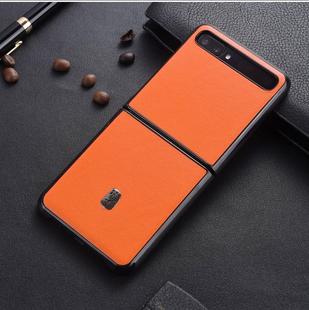 For Galaxy Z Flip Split Shockproof Full Coverage Leather Case(Orange Sheepskin)