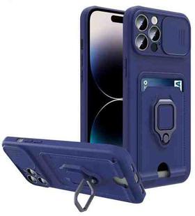 For iPhone 14 Pro Sliding Camera Cover Design TPU Phone Case(Navy Blue)