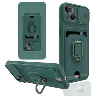 For iPhone 14 Plus Sliding Camera Cover Design TPU Phone Case (Dark Night Green)