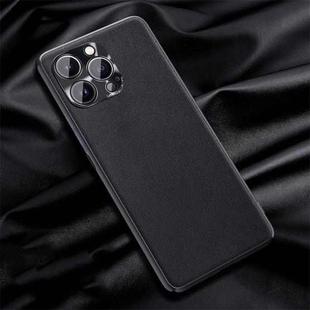 For iPhone 14 Pro Max Silicone Pure Skin Leather Phone Case (Black)
