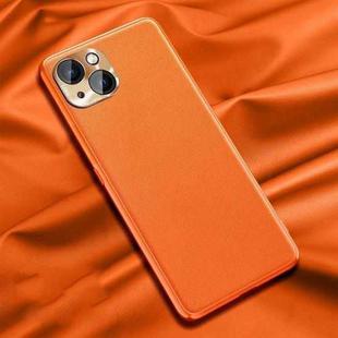 For iPhone 14 Plus Silicone Pure Skin Leather Phone Case (Orange)