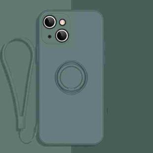 For iPhone 14 Plus  All-inclusive Liquid Silicone Phone Protective Case(Dark Night Green)