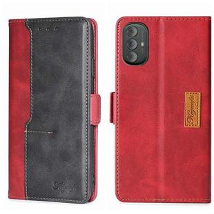 For Motorola Moto G Power 2022 Contrast Color Side Buckle Leather Phone Case(Red + Black)