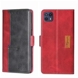 For Motorola Moto G50 5G Contrast Color Side Buckle Leather Phone Case(Red + Black)