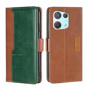 For OPPO Reno8 Pro 5G Contrast Color Side Buckle Leather Phone Case(Light Brown + Green)