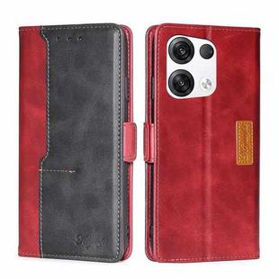 For OPPO Reno8 Pro+ 5G Contrast Color Side Buckle Leather Phone Case(Red + Black)