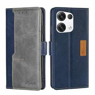 For OPPO Reno8 Pro+ 5G Contrast Color Side Buckle Leather Phone Case(Blue + Grey)