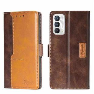 For OPPO Realme GT Master/Realme Q3 Pro Carnival Contrast Color Side Buckle Leather Phone Case(Dark Brown + Gold)