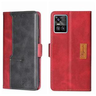 For vivo S10/S10 Pro Contrast Color Side Buckle Leather Phone Case(Red + Black)