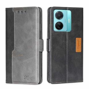 For vivo S15E 5G/T1 Snapdragon 778G Contrast Color Side Buckle Leather Phone Case(Black + Grey)