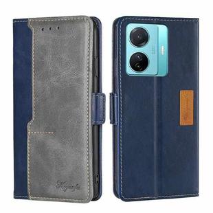For vivo S15E 5G/T1 Snapdragon 778G Contrast Color Side Buckle Leather Phone Case(Blue + Grey)