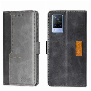 For vivo V21 4G/V21 5G Contrast Color Side Buckle Leather Phone Case(Black + Grey)