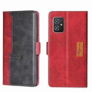 For Asus ZenFone 8 ZS590KS Contrast Color Side Buckle Leather Phone Case(Red + Black)