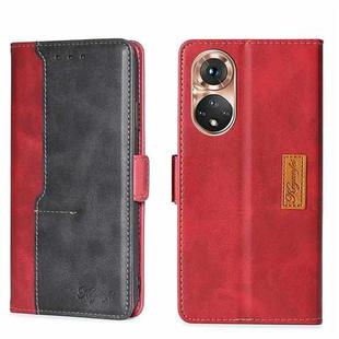 For Honor 50 Contrast Color Side Buckle Leather Phone Case(Red + Black)
