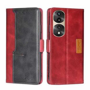 For Honor 70 Pro/70 Pro+ Contrast Color Side Buckle Leather Phone Case(Red + Black)