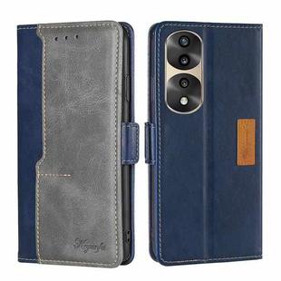 For Honor 70 Pro/70 Pro+ Contrast Color Side Buckle Leather Phone Case(Blue + Grey)