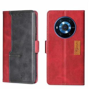 For Honor Magic3 Contrast Color Side Buckle Leather Phone Case(Red + Black)