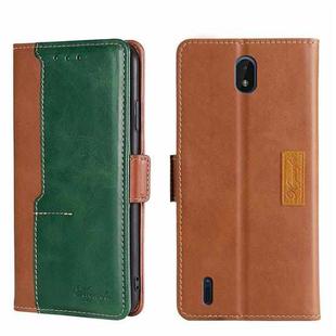 For Nokia C01 Plus/C1 2nd Editon Contrast Color Side Buckle Leather Phone Case(Light Brown + Green)