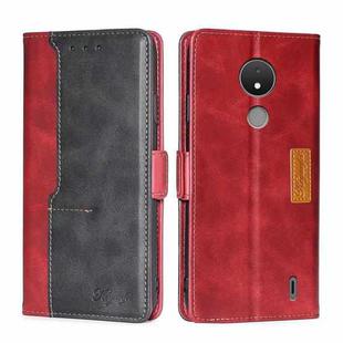 For Nokia C21 Contrast Color Side Buckle Leather Phone Case(Red + Black)