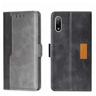 For Sony Xperia ACE II Contrast Color Side Buckle Leather Phone Case(Black + Grey)