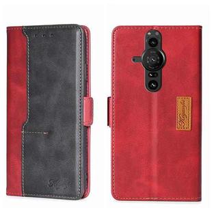 For Sony Xperia Pro-I Contrast Color Side Buckle Leather Phone Case(Red + Black)