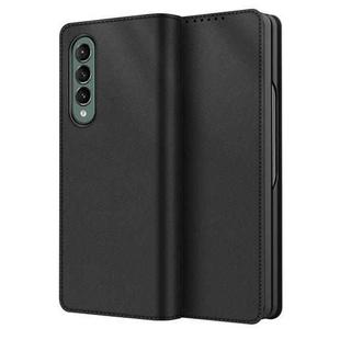 For Samsung Galaxy Z Fold4 Split Type Horizontal Flip Foldable Leather Phone Case(Plain Black)