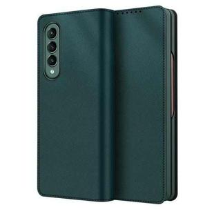 For Samsung Galaxy Z Fold4 Split Type Horizontal Flip Foldable Leather Phone Case(Plain Green)