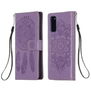 For Galaxy S20 Dream Catcher Printing Horizontal Flip Leather Case with Holder & Card Slots & Wallet & Lanyard(Purple)