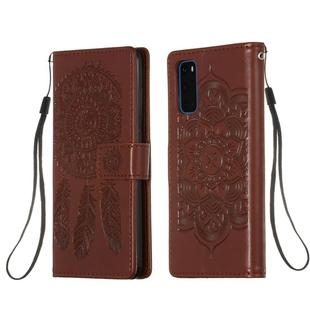 For Galaxy S20 Dream Catcher Printing Horizontal Flip Leather Case with Holder & Card Slots & Wallet & Lanyard(Brown)