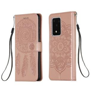 For Galaxy S20 Ultra Dream Catcher Printing Horizontal Flip Leather Case with Holder & Card Slots & Wallet & Lanyard(Rose Gold)