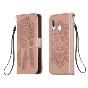 For Galaxy A20e Dream Catcher Printing Horizontal Flip Leather Case with Holder & Card Slots & Wallet & Lanyard(Rose Gold)