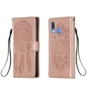 For Galaxy A40 Dream Catcher Printing Horizontal Flip Leather Case with Holder & Card Slots & Wallet & Lanyard(Rose Gold)