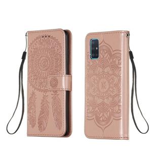 For Galaxy A51 Dream Catcher Printing Horizontal Flip Leather Case with Holder & Card Slots & Wallet & Lanyard(Rose Gold)