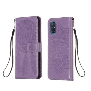For Galaxy A51 Dream Catcher Printing Horizontal Flip Leather Case with Holder & Card Slots & Wallet & Lanyard(Purple)
