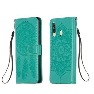 For Galaxy A60 Dream Catcher Printing Horizontal Flip Leather Case with Holder & Card Slots & Wallet & Lanyard(Green)