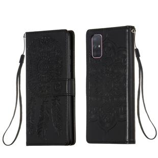 For Galaxy A71 Dream Catcher Printing Horizontal Flip Leather Case with Holder & Card Slots & Wallet & Lanyard(Black)