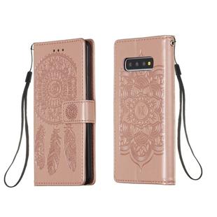 For Galaxy S10 Dream Catcher Printing Horizontal Flip Leather Case with Holder & Card Slots & Wallet & Lanyard(Rose Gold)