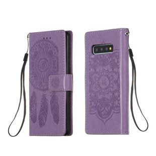 For Galaxy S10 Dream Catcher Printing Horizontal Flip Leather Case with Holder & Card Slots & Wallet & Lanyard(Purple)