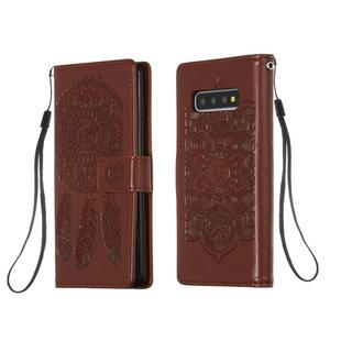For Galaxy S10 Dream Catcher Printing Horizontal Flip Leather Case with Holder & Card Slots & Wallet & Lanyard(Brown)