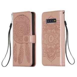 For Galaxy S10 Plus Dream Catcher Printing Horizontal Flip Leather Case with Holder & Card Slots & Wallet & Lanyard(Rose Gold)