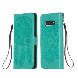 For Galaxy S10 Plus Dream Catcher Printing Horizontal Flip Leather Case with Holder & Card Slots & Wallet & Lanyard(Green)