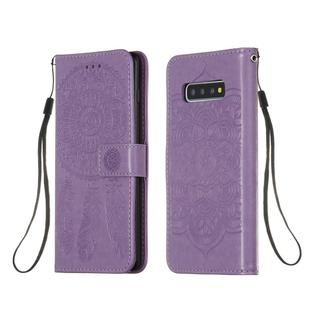 For Galaxy S10 Plus Dream Catcher Printing Horizontal Flip Leather Case with Holder & Card Slots & Wallet & Lanyard(Purple)