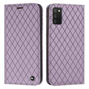 For Samsung Galaxy A03s 166mm S11 RFID Diamond Lattice Flip Leather Phone Case(Purple)