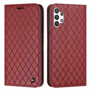 For Samsung Galaxy A13 4G S11 RFID Diamond Lattice Flip Leather Phone Case(Red)